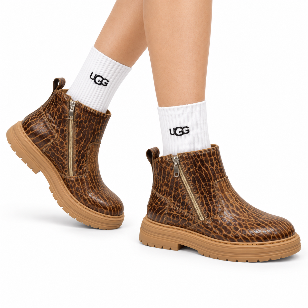UGG Leopard Suede Chelsea Boots - side-angle hero view