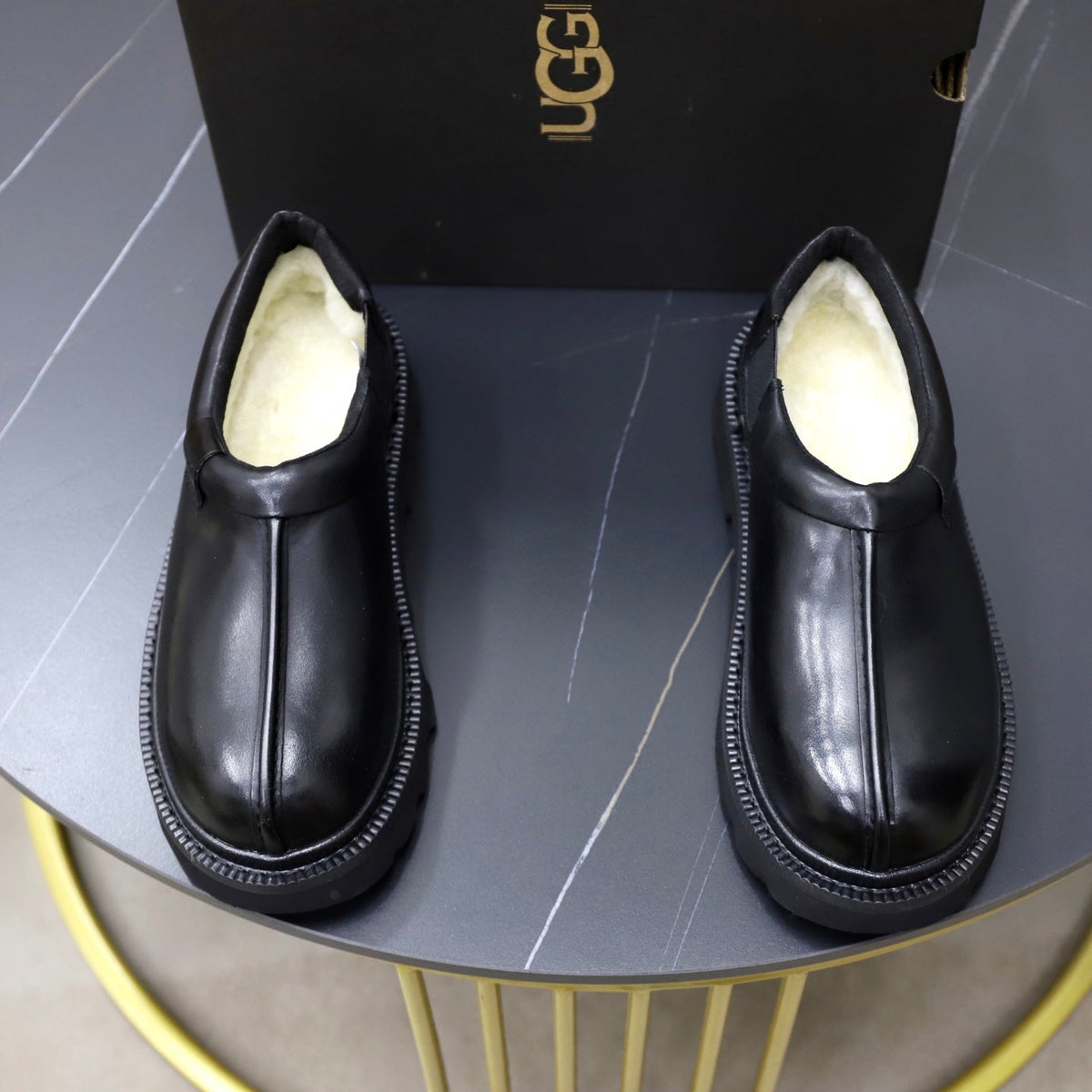 UGG Black Leather Slip-On Casual Shoes - product view 2