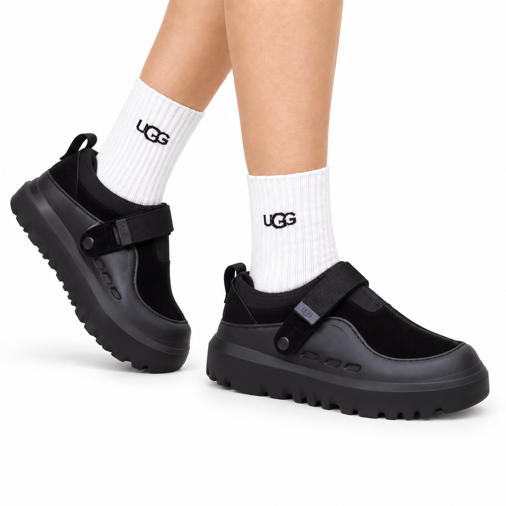 UGG Black Strap Platform Casual Shoes - side-angle hero view