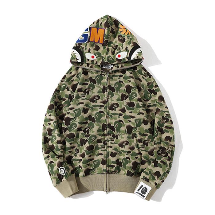 BAPE WGM Camo Shark Hoodie - Green & Grey product view 2