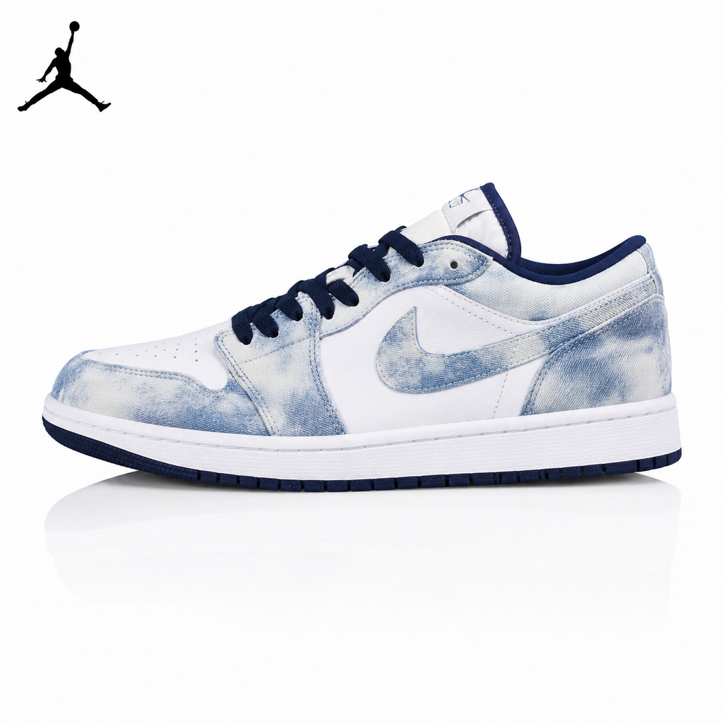 Air Jordan 1 Low Washed Denim Tie-Dye Unisex Sneakers CZ8455-100 main product view