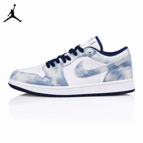 Air Jordan 1 Low Washed Denim Tie-Dye Unisex Sneakers CZ8455-100 main product view