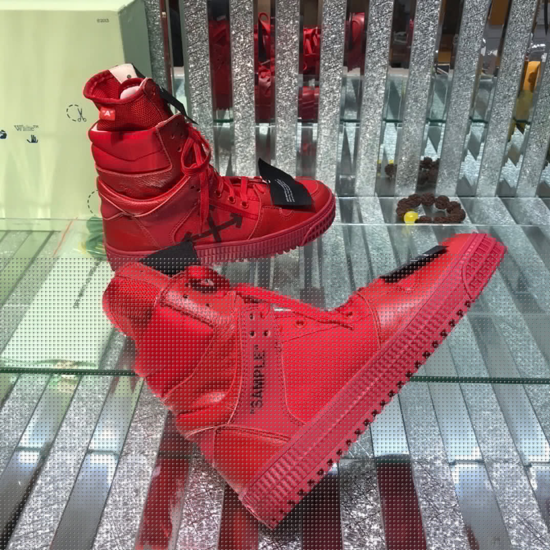 OFF-Whlte Arrow logo high-top sneakers#33 4-Bar