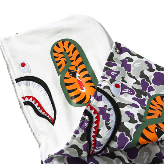 BAPE Purple Camo Double-Hood Shark Zip Hoodie product view 4