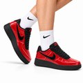 Nike Air Force 1 Low Red Black Unisex Sneakers Style 20 main angled pair with shoebox