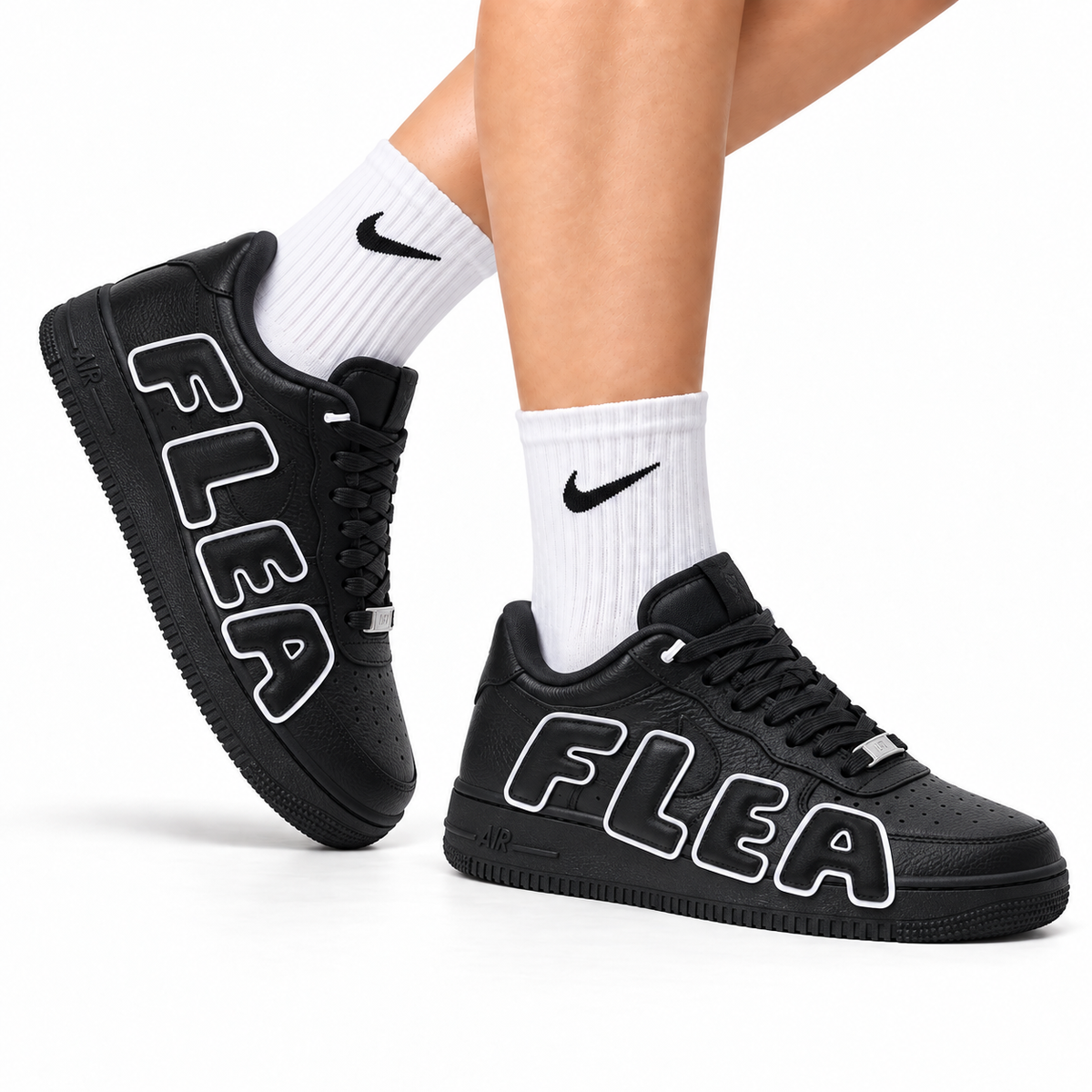 Nike Air Force 1 Low Black Outline Graphic Unisex Sneakers Style 20 main angled pair with shoebox