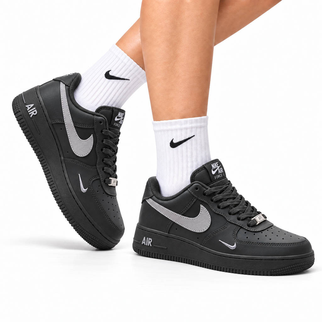 Nike Air Force 1 Low Charcoal Gray Unisex Sneakers Style 18 main angled pair with shoebox
