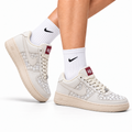 Nike Air Force 1 Low Cream Woven Unisex Sneakers Style 05 main angled pair with shoebox