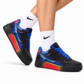 Nike Air Force 1 Low Black Blue Red Multicolor Unisex Sneakers Style 02 main angled pair view