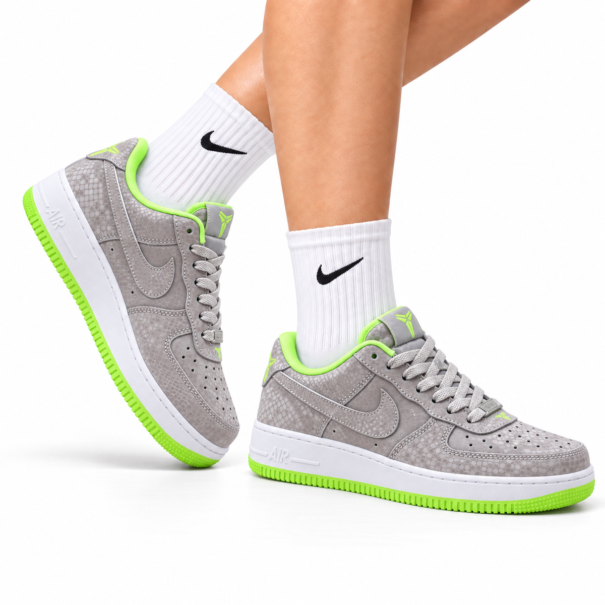 Nike Air Force 1 Low Gray Volt Unisex Sneakers Style 15 main angled pair view