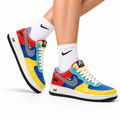Nike Air Force 1 Low Yellow Blue Green Multicolor Unisex Sneakers Style 07 main angled pair view