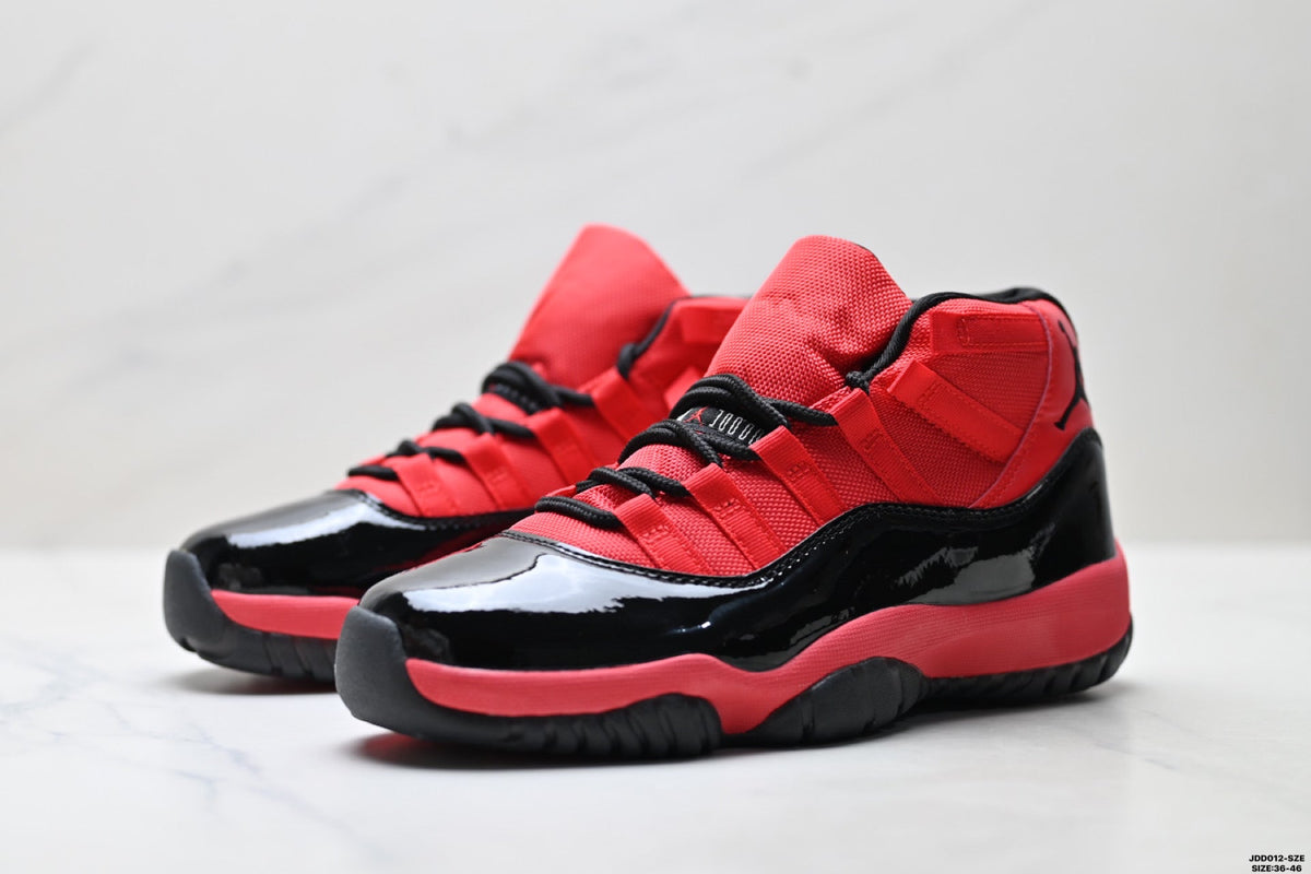 Air Jordan 11 Retro Red and Black Unisex Sneakers Style 01 detail view 2