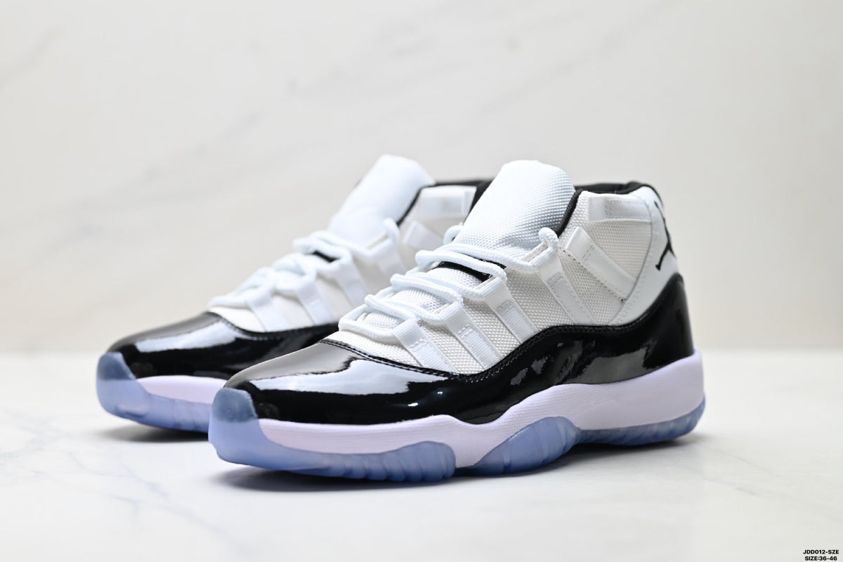 Air Jordan 11 Retro White Black and Icy Blue Unisex Sneakers Style 02 detail view 3