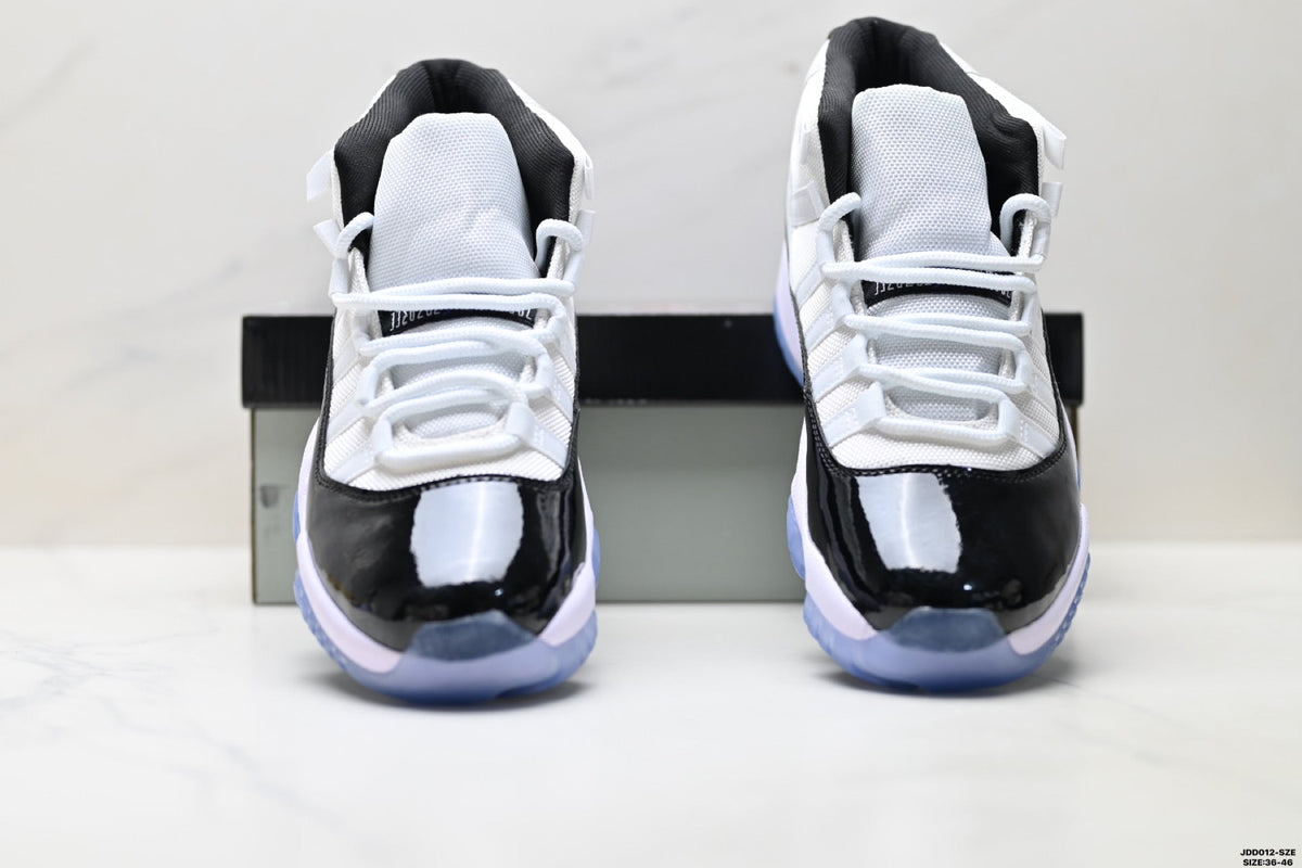 Air Jordan 11 Retro White Black and Icy Blue Unisex Sneakers Style 02 detail view 6