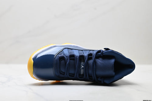 Air Jordan 11 Retro Midnight Navy and Yellow Unisex Sneakers Style 06 detail view 1