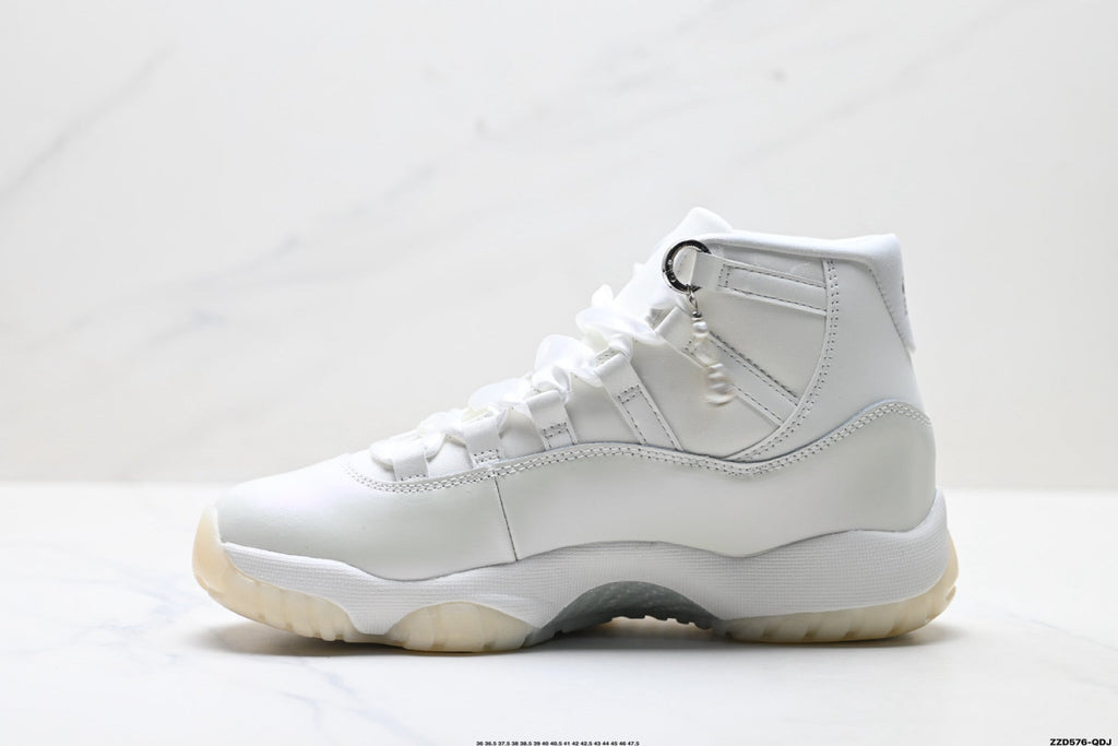 Air Jordan 11 Retro Triple White Unisex Sneakers Style 07 detail view 2