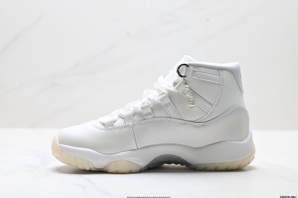 Air Jordan 11 Retro Triple White Unisex Sneakers Style 07 detail view 2