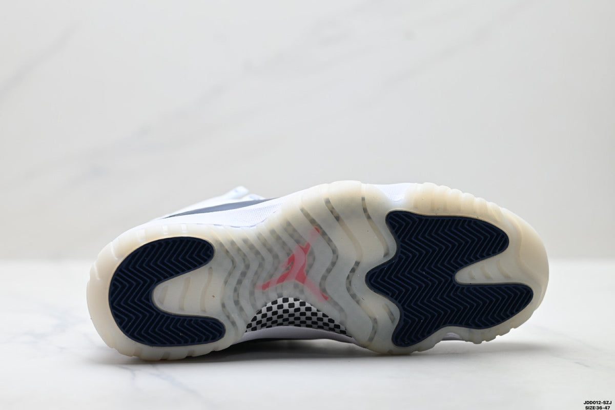 Air Jordan 11 Retro White and Midnight Navy Unisex Sneakers Style 11 detail view 8