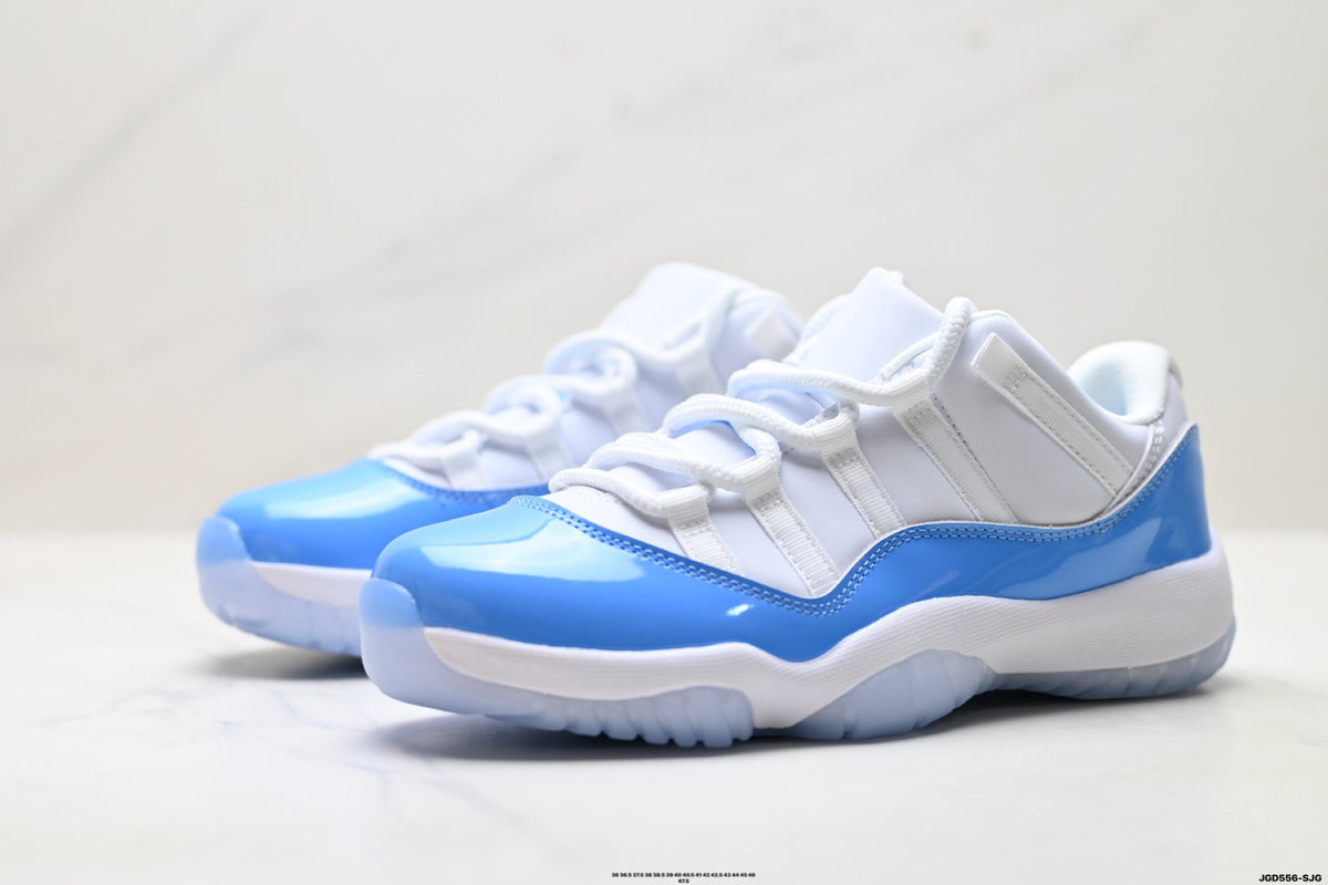 Air Jordan 11 Retro White and University Blue Unisex Sneakers Style 12 detail view 3