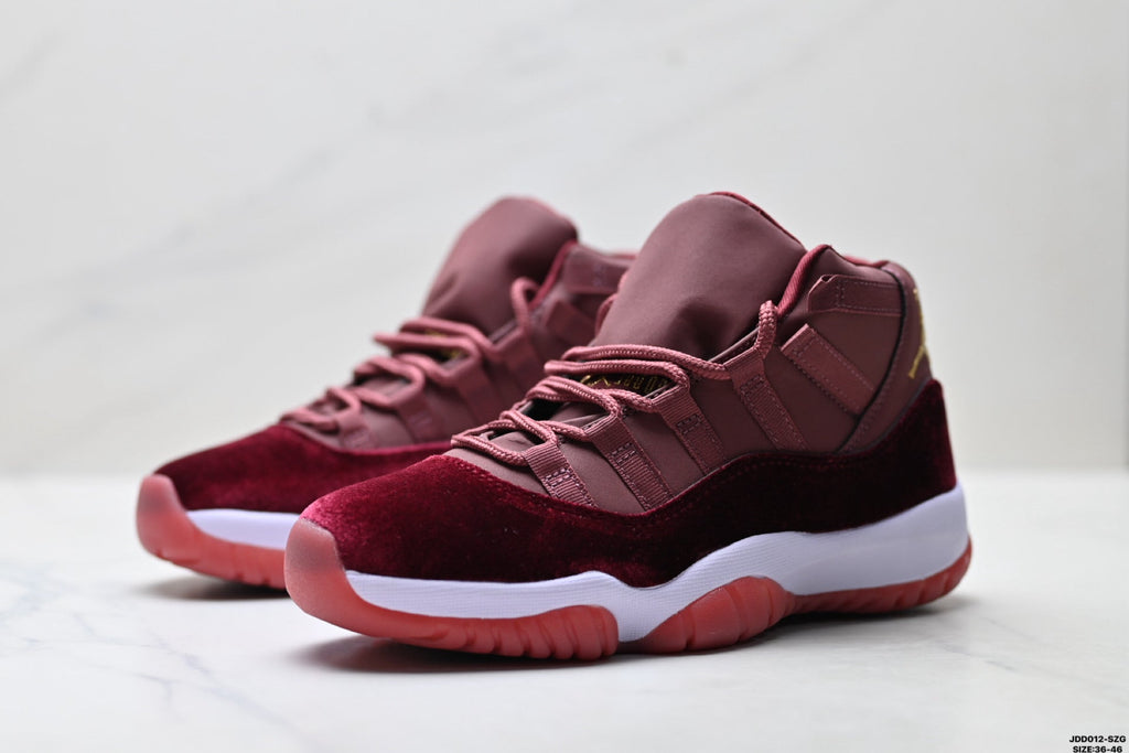Air Jordan 11 Retro Burgundy and Gold Unisex Sneakers Style 14 detail view 3