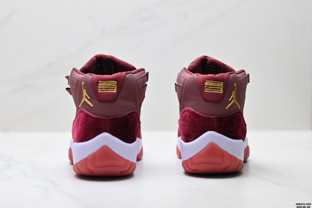 Air Jordan 11 Retro Burgundy and Gold Unisex Sneakers Style 14 detail view 5