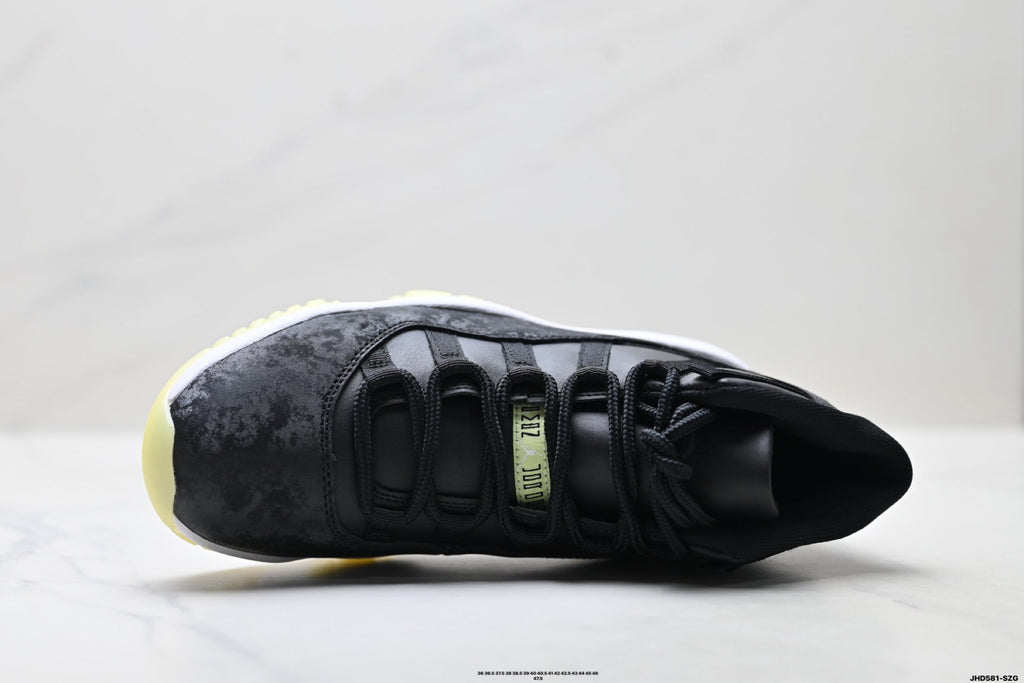 Air Jordan 11 Retro Black and Volt Unisex Sneakers Style 19 detail view 1