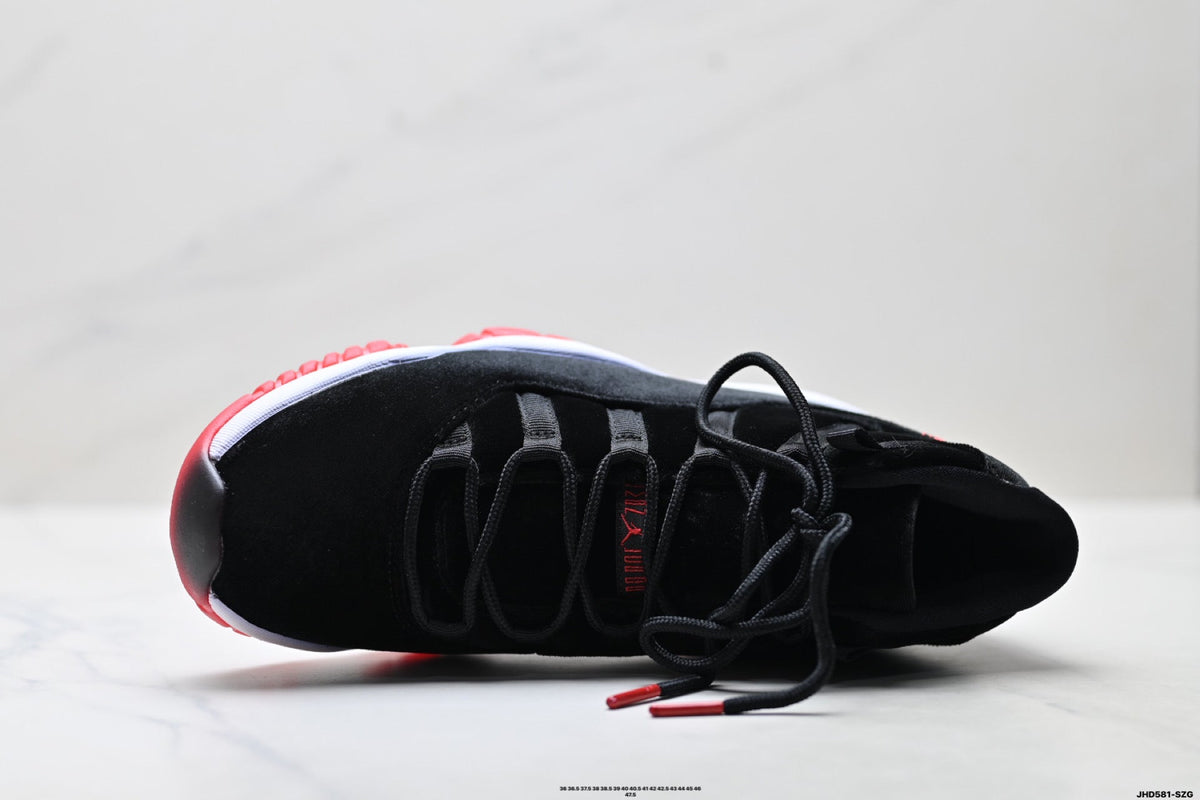 Air Jordan 11 Retro Black and Red Unisex Sneakers Style 20 detail view 1