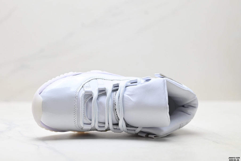 Air Jordan 11 Retro White and Lavender Unisex Sneakers Style 23 detail view 1