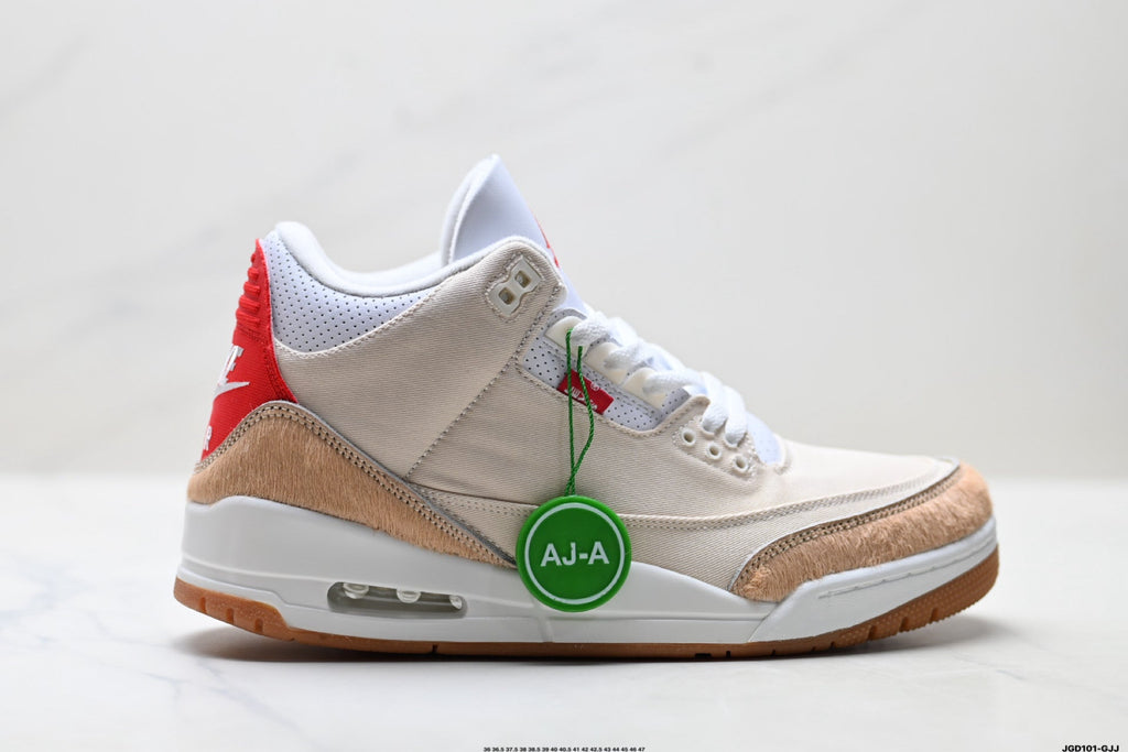 Air Jordan 3 Retro White Tan Gum sneakers detail view 1