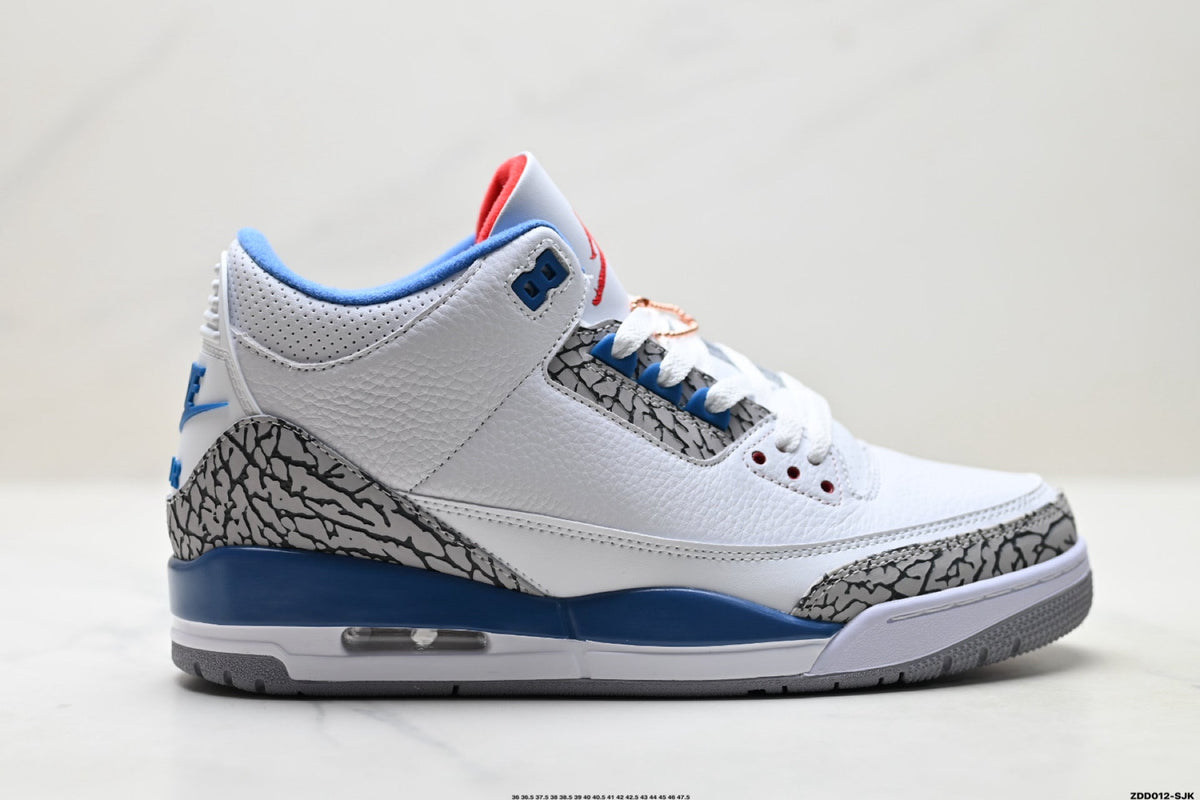 Air Jordan 3 Retro White Royal Blue Cement sneakers detail view 1