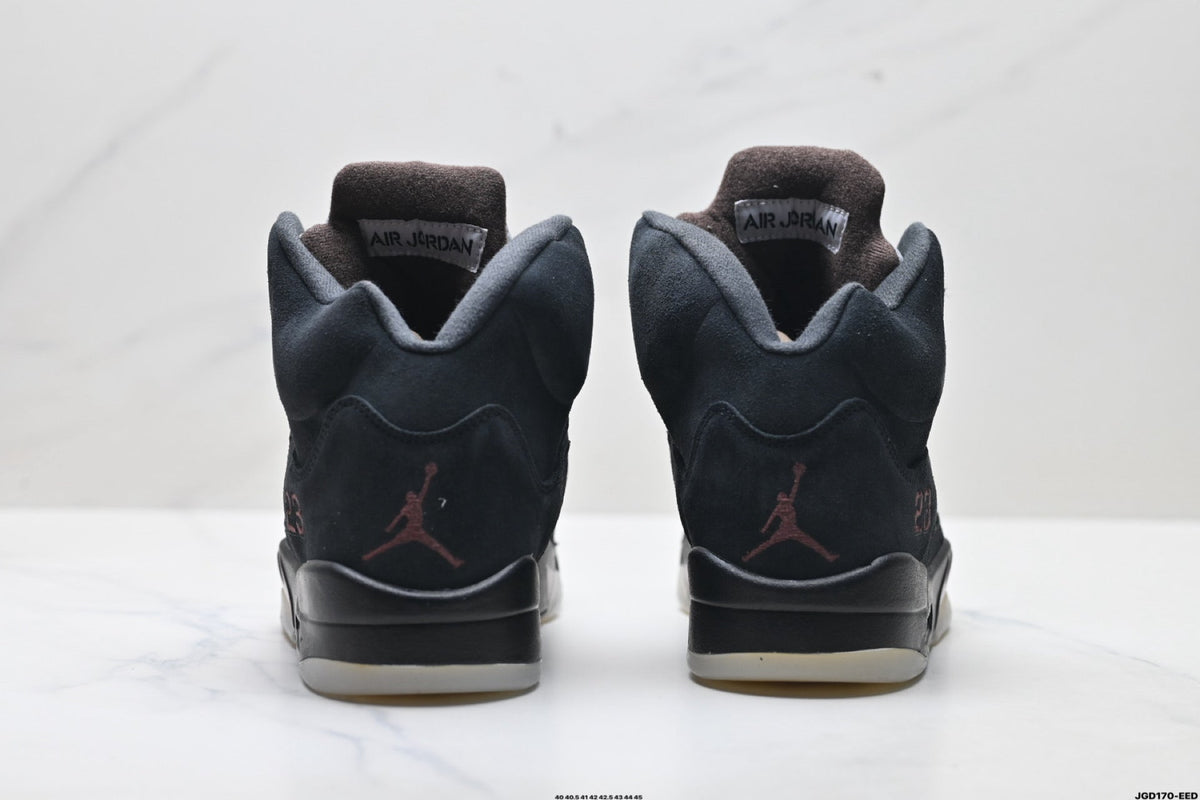 Air Jordan 5 Retro Triple Black Red Accent Sneakers detail view 6