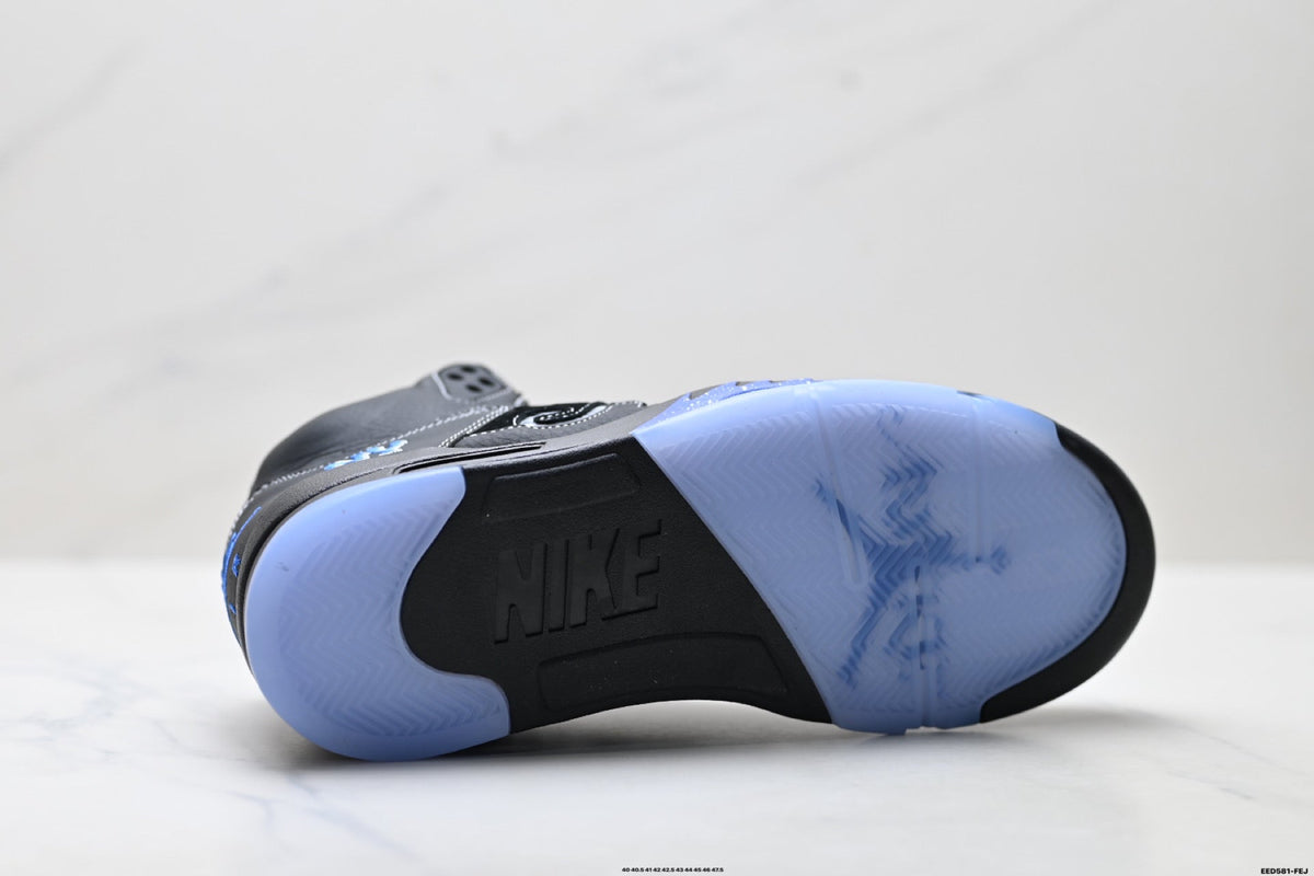 Air Jordan 5 Retro Black Royal Blue White Sneakers detail view 8