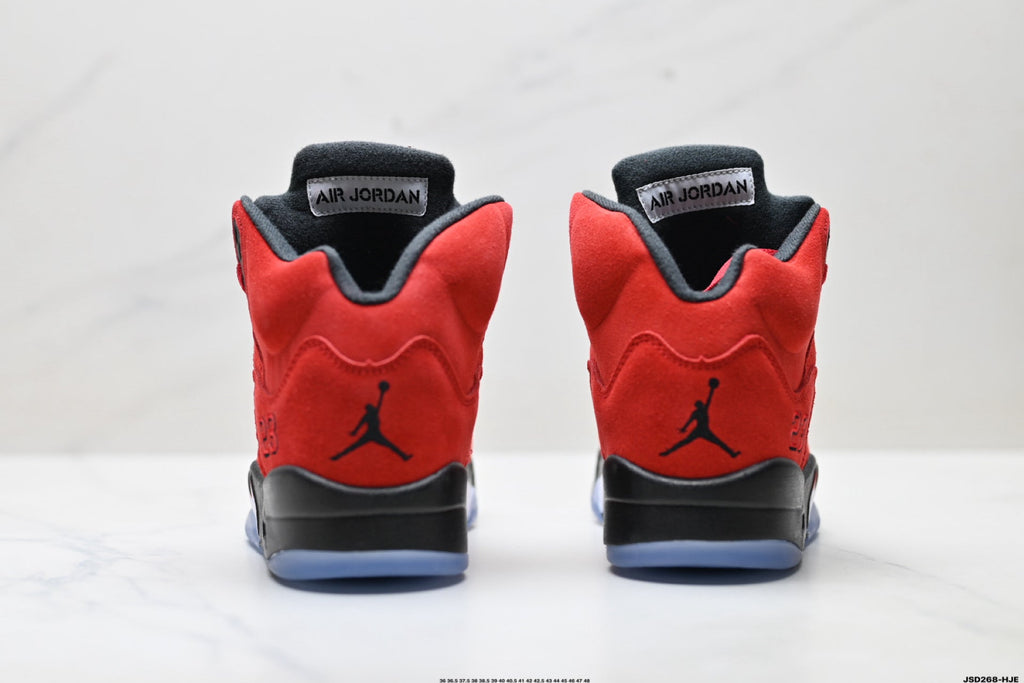 Air Jordan 5 Retro University Red Black Sneakers detail view 6