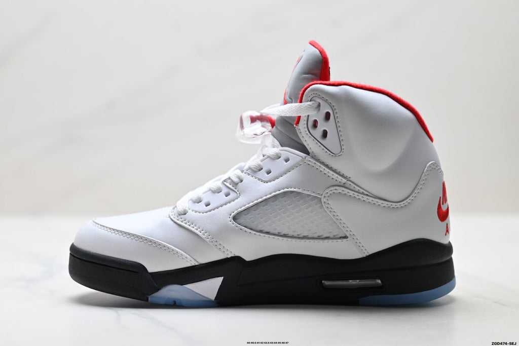 Air Jordan 5 Retro White Fire Red Ice Sneakers detail view 3