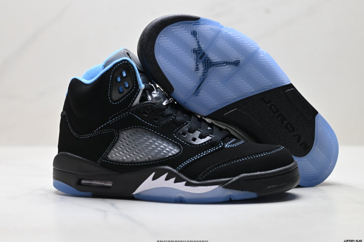 Air Jordan 5 Retro Black University Blue Sneakers detail view 5