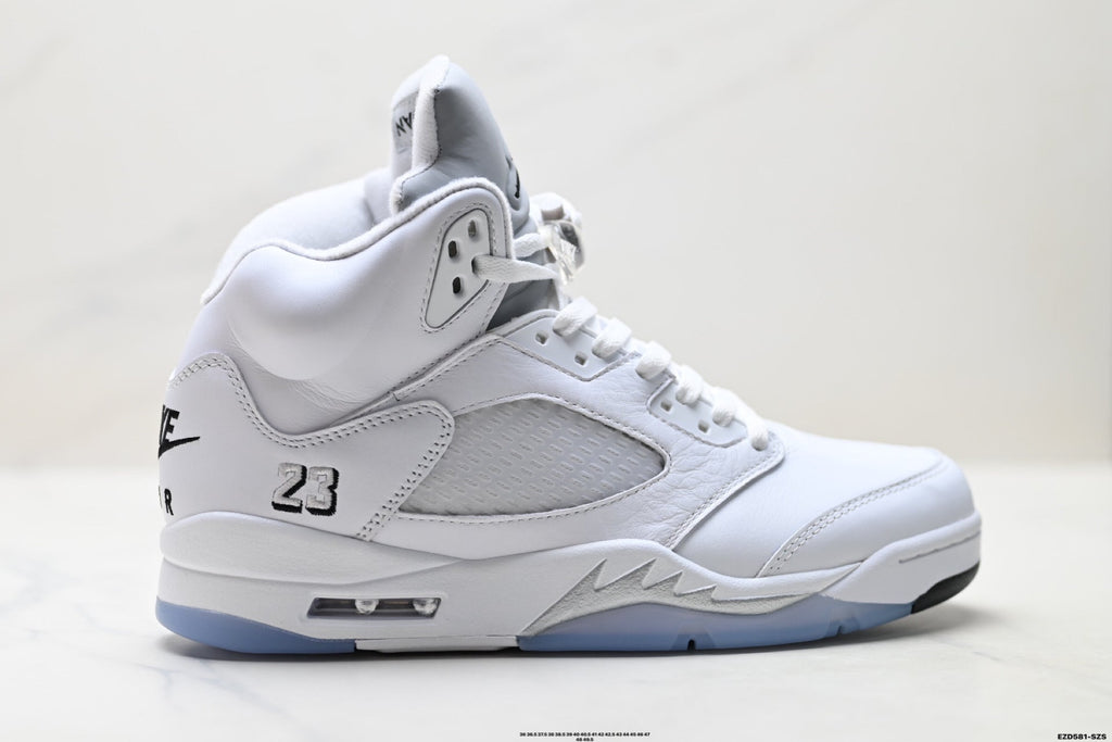 Air Jordan 5 Retro Triple White Sneakers detail view 1