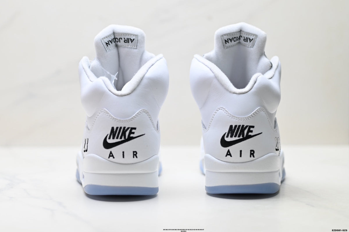 Air Jordan 5 Retro Triple White Sneakers detail view 6