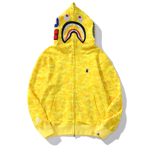 BAPE Yellow Camo Shark Zip Hoodie product view 3