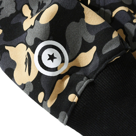 BAPE Black Camo Double-Hood Shark Zip Hoodie product view 9