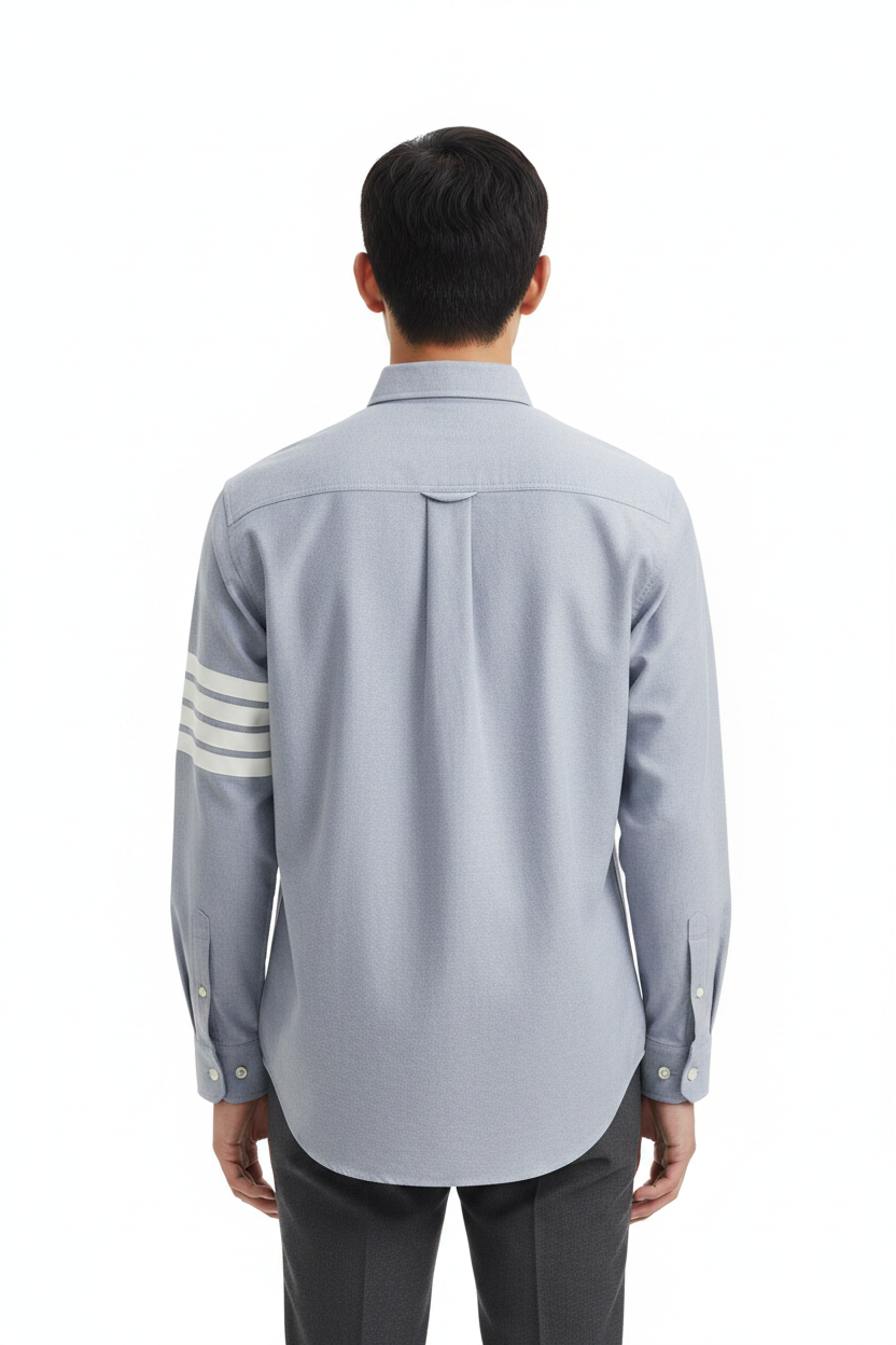 Men's Casual Oxford Shirt - 100% Cotton Button - Front Shirt by Thom Browne, shirt detail view
