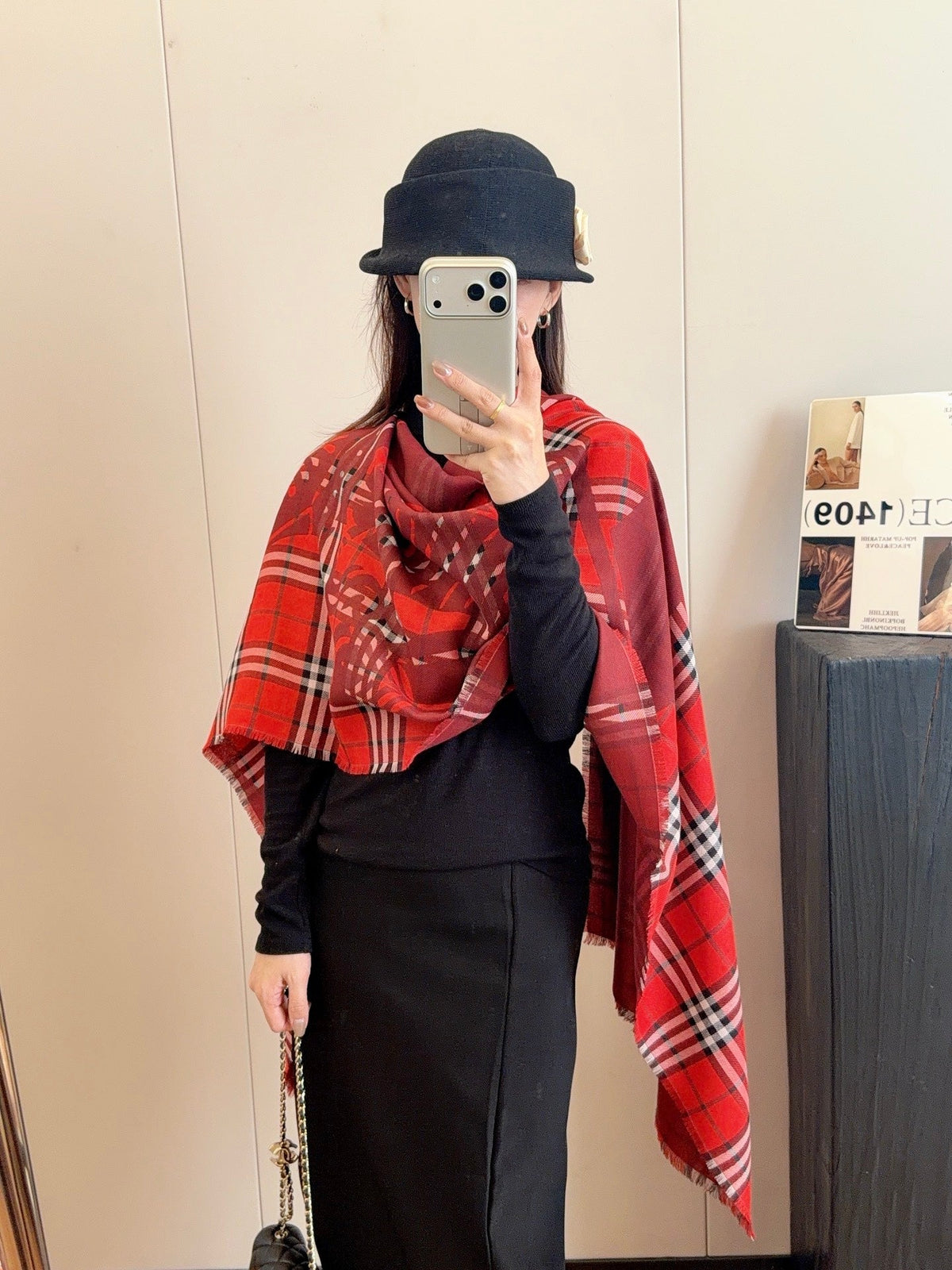 Burberry Style Classic Plaid Fringe Scarf product detail 4