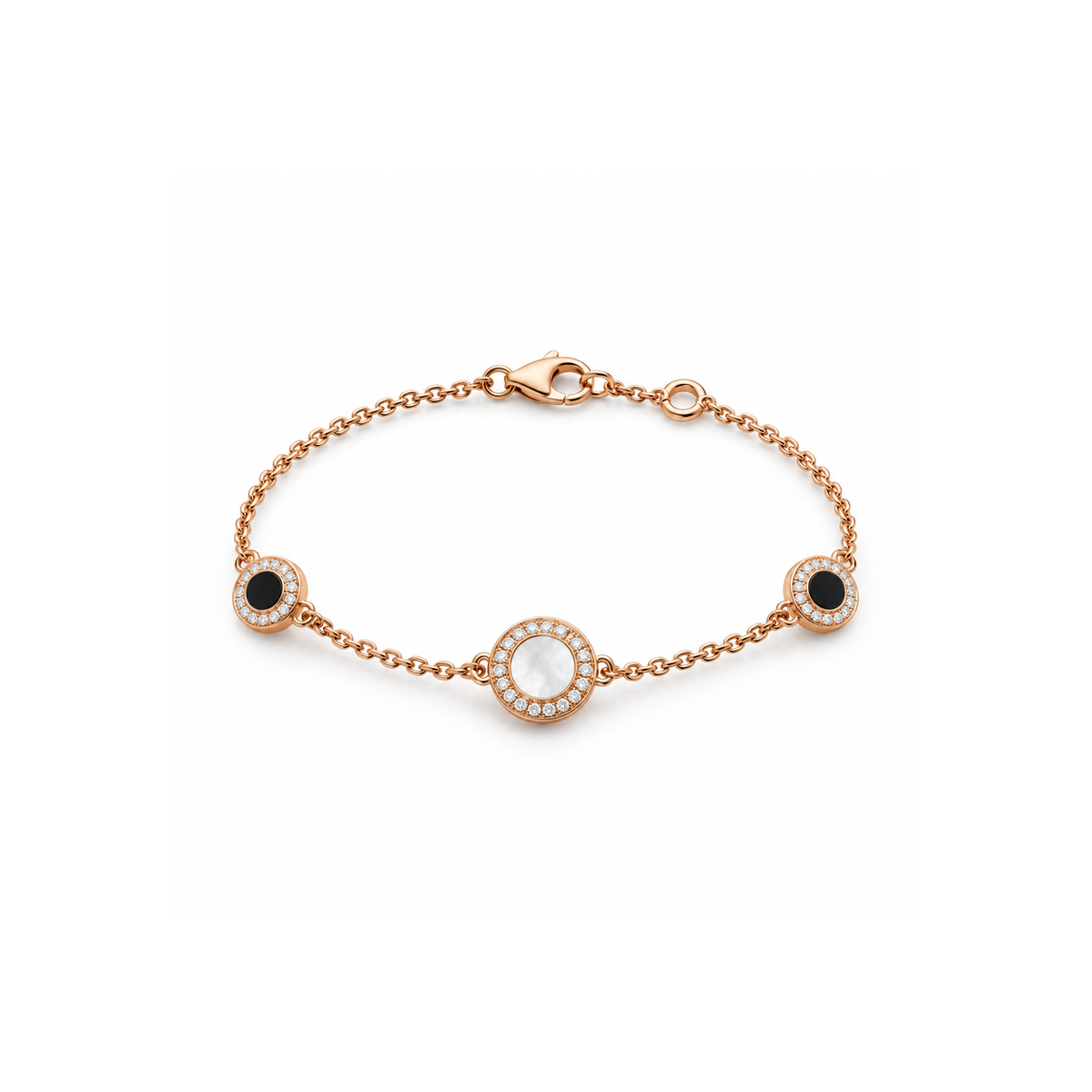 BVLGARI Black and White Fritillaria Bracelet on pure white background