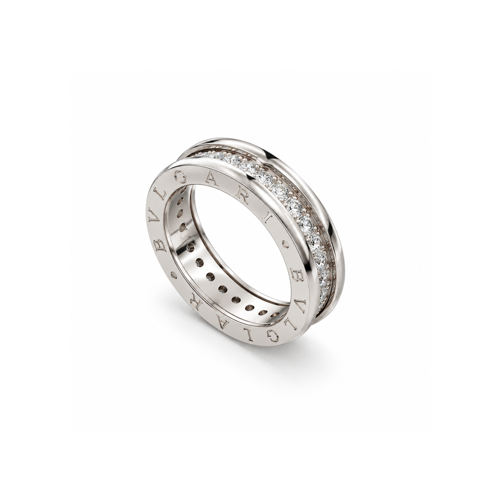 BVLGARI Enamel Ceramic Ring on pure white background