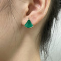 BVLGARI Fan-Shaped Malachite Stud Earrings