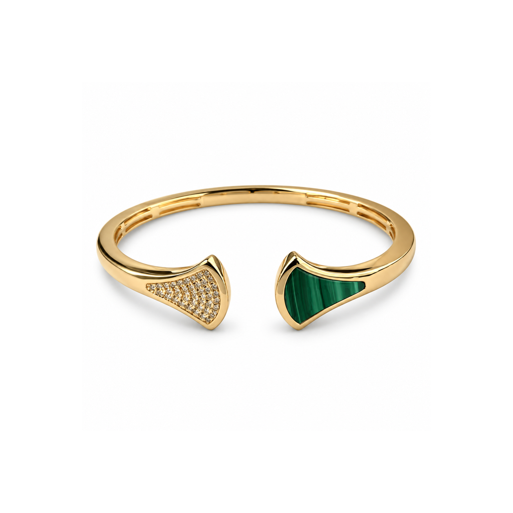 BVLGARI Malachite Fan-Shaped Bracelet on pure white background