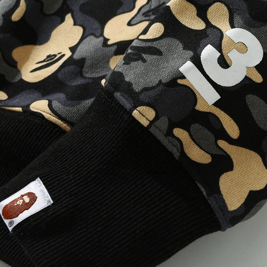 BAPE Black Camo Double-Hood Shark Zip Hoodie product view 8