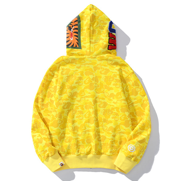 BAPE Yellow Camo Shark Zip Hoodie product view 2