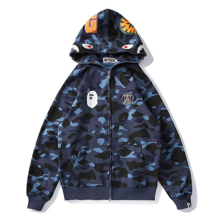 BAPE Navy Blue Camo Shark Hoodie product view 2