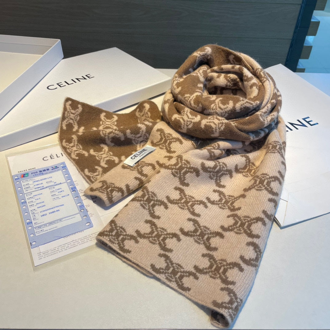 Celine Style Triomphe Monogram Knit Scarf product detail 7