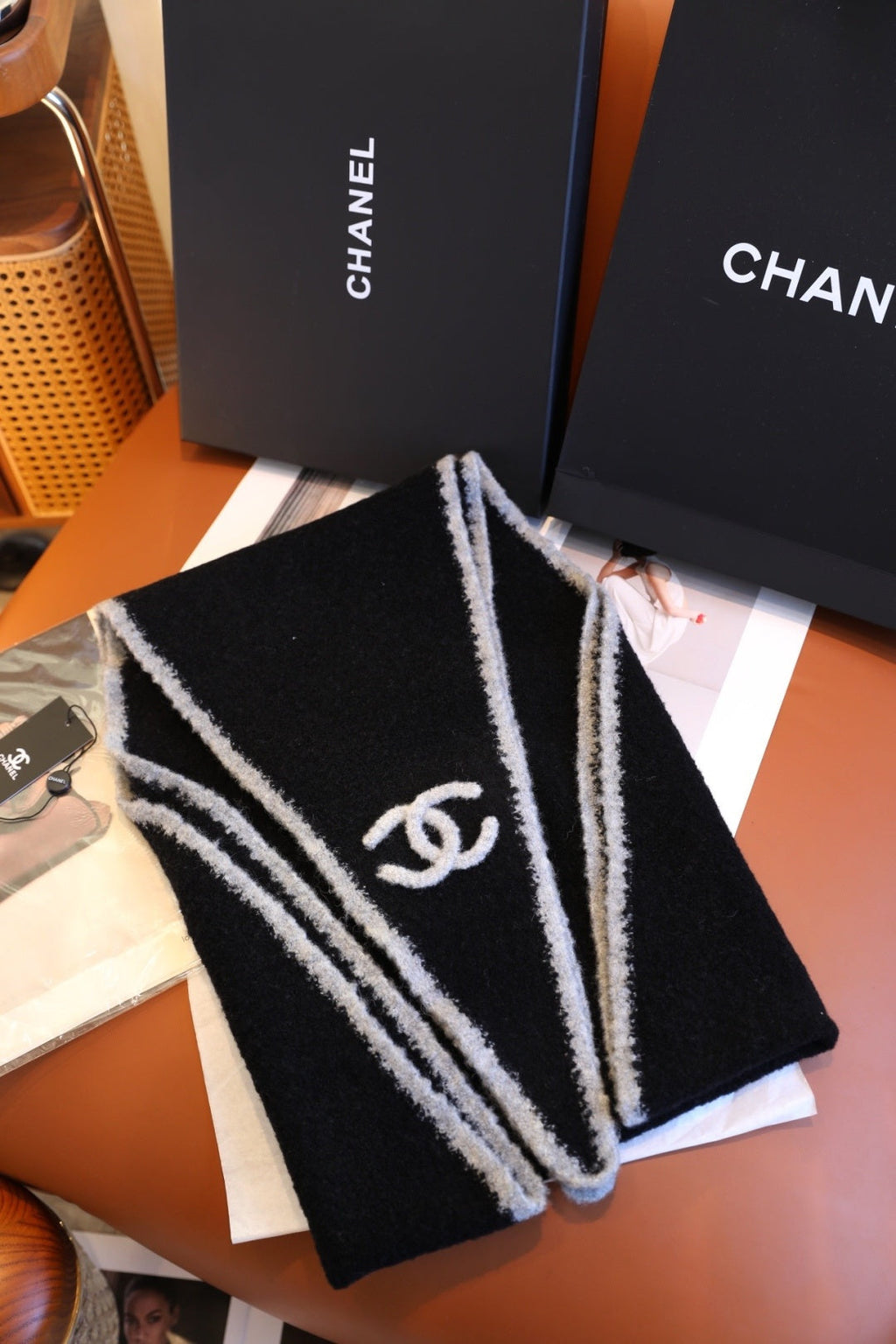 Chanel Style Fuzzy Triangle Knit Scarf product detail 5